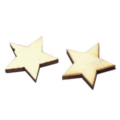 Wooden Star Shaped DIY Christmas Tree Decor Ornaments Beige 20 x 20mm 100pcs