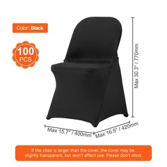 Uimoso 100PCS Black Stretch Spandex Chair Covers for Event, Weddings, and Dining