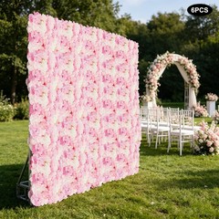 6 Pieces Reusable Design Silk And Pe Artificial Flower Wall Panel 16.54*16.54in