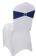 100 Spandex Stretch Chair Cover Sash Bows Wedding Party (Navy Blue) ~ FREE SHIP