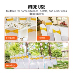 VEVOR 100PCS Gold Stretch Spandex Chair Sashes Elastic Band Wedding Party Dining