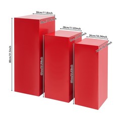 6* Red Display Pedestal Stands Cuboid Cake Flower Decor Display Holder Load 50kg
