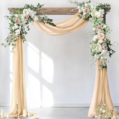 Wedding Arch Draping Fabric 1 Panel 29″ x 19Ft Champagne Sheer Chiffon Curtain