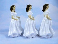 Bridal Shower Cake Topper Or Wedding Decor 4.5″ Lady In White Gown Lot Of 3