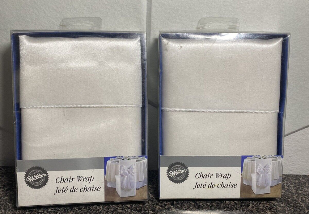 Lot of 2 Wilton Wedding Event Party Reception White Chair Wrap w/ bow