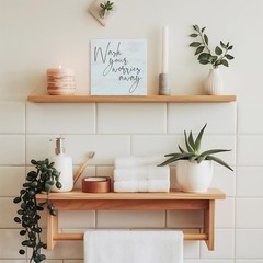 Funny Rustic Blue Wood Sign – Wash Your Worries Away – Wood Block Sign for Sh…