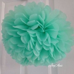 6x 30cm Cool Mint tissue paper pom poms wedding party baby shower decorations