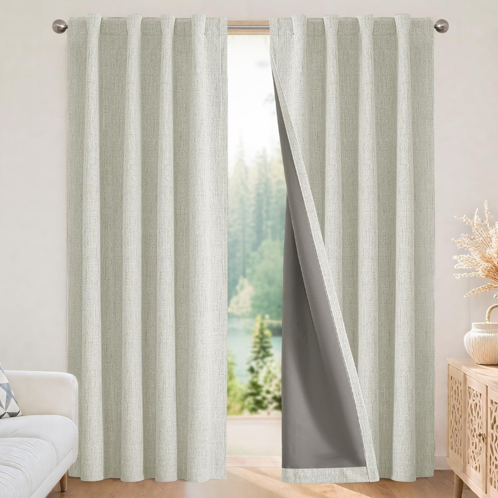 Joydeco Blackout Curtains for Bedroom – 84 Inch Long 100% Light Blocking 2 Pa…