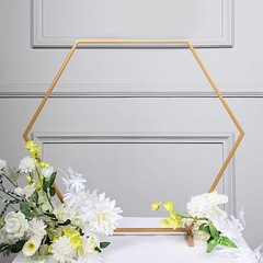 24″ Gold Geometric Metal Flower Frame Hexagon Table Arch Centerpiece Party Event