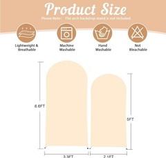 2 Set Champagne Arch Backdrop – 6.6FT, 5FT Spandex Fitted Wedding Arch Stand…