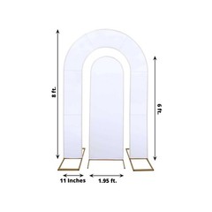 2 WHITE Fitted Spandex Open Arch Double Sided Backdrop STAND COVERS Party Event