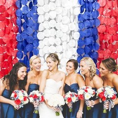 192Ft Royal Blue Red White Party Decorations Big Circle Dots Red Blue White