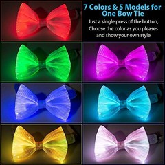 LED Light up Bowtie 7 Colors Luminous Adjustable Bowties for Party White