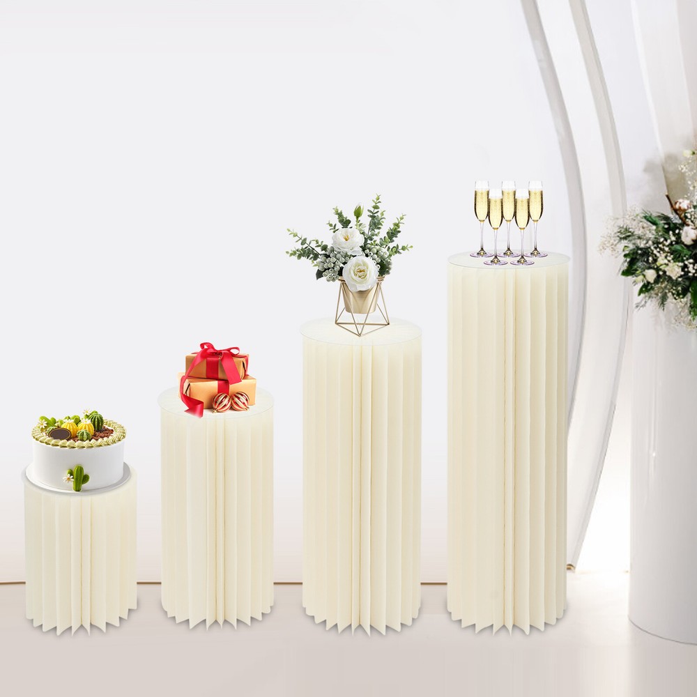 Set of 4 DIY Cardboard Flower Cake Stand Weddings Centerpiece Decoration Column