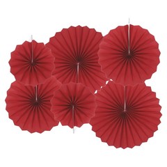 Hanging Paper Fans Party Set 6Pcs Decoration for Home Birthday Wedding(Wine Red)