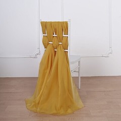 5 Mustard Yellow Premium Chiffon Wide CHAIR SASHES Wedding Reception Decorations