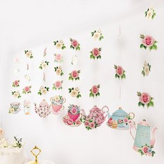 8 pcs 40″ ASSORTED Double Sided Floral Tea Paper Hanging Garlands Decorations