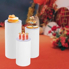3pcs Pedestal Stand White Pedestal Display Stand Cylinder Pedestal Stand Set