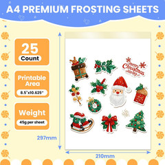 SENTRELA Edible Paper 25 Count A4 11.7″ x 8.3″ Sugar Sheets for Edible Printer E