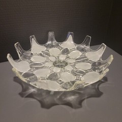 Pedestal Footed Cake Plate Stand Floral Crown Beautiful Base Glass