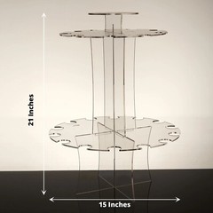 CLEAR 3-Tier 21″ Round Acrylic Champagne GLASSES HOLDER Flutes Stand Party Event