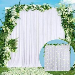 6/10/20 ft Adjustable Wedding Backdrop Stand Background Curtain Pipe Stage White