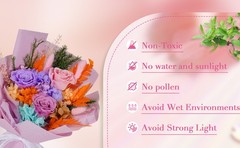 Preserved Real Roses Bouquet – Mixed Color Eternal Roses with Dried