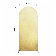 5 ft CHAMPAGNE Metallic Fitted Spandex Round Top Arch STAND COVER Party Events