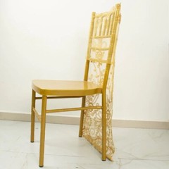 GOLD Organza Embroidered Floral Sequin Chiavari Chair Back SLIPCOVER Party Event