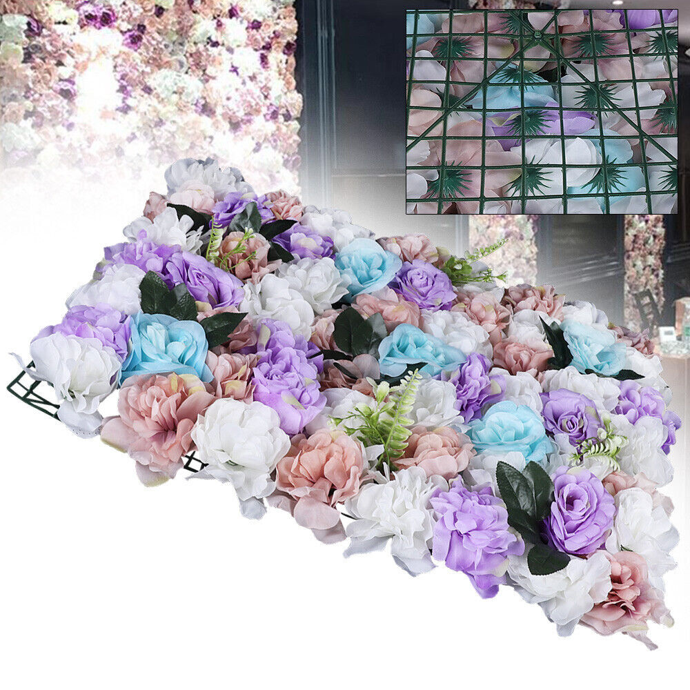12 Pcs Artificial Flower Wall Panels Floral Backdrop Wedding Party Decor 60*40cm