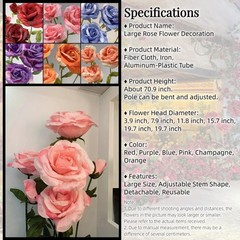 Giant Rose Flowers for Decoration, 6.56 ft Large Artificial Paper Flowers, Ro…