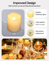SHYMERY Flameless Votive Candles with Timer,12 Pack Last 15 Days Battery Oper…