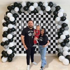 2 Pcs Race Car Curtains, Checkered Black White Foil Streamers Fringe Curtains…