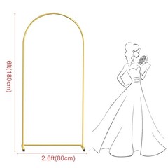 6FT Gold Metal Arch Backdrop Stand, Square Balloon Arch Stand 6ft(H)*2.6ft(W)