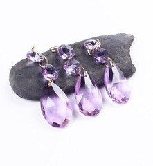 12 Hanging Purple Teardrop Crystal Chandelier Prisms Pendants Glass Beads Lights