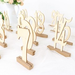 20 Natural 6 in Wood 1-20 TABLE NUMBERS Signs Set Rectangular Base Party Events