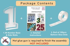 3FT Mosaic Balloon Frame Number 1 Light Up Numbers Pre-Cut Kit Thick Foam Boa…