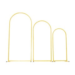 3-Piece Gold Arch Backdrop Stand Set: 6ft/5ft/4ft Metal Wedding Party Decor