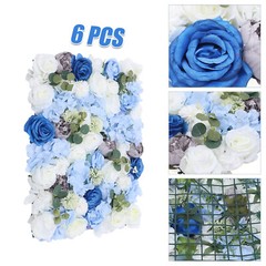 6 Pieces 23.62*15.74″ Silk Blue& White& Green Artificial Flowers Wall Decoration