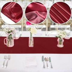 4 Pack Satin Table Runner 12 x 108 Inch Long Bright Silk and Smooth Fabric