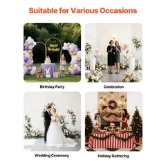 Uimoso Wedding Arch Backdrop Stand 6ft 5ft 4ft 3 PCS Metal Events Party Decor