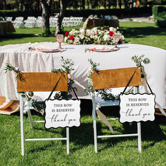 2 Pack Wooden Reserved Signs for Wedding Chair 8.5 X 11 Inch This Row Is Reserve