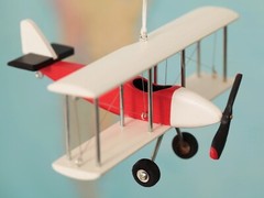 Hanging Airplane, Red White Black, Nursery Decor, Decorative wooden airplane