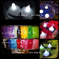 12 LED Floating Candle + 500 Silk Rose Petals Wedding Decoration Flower Floral