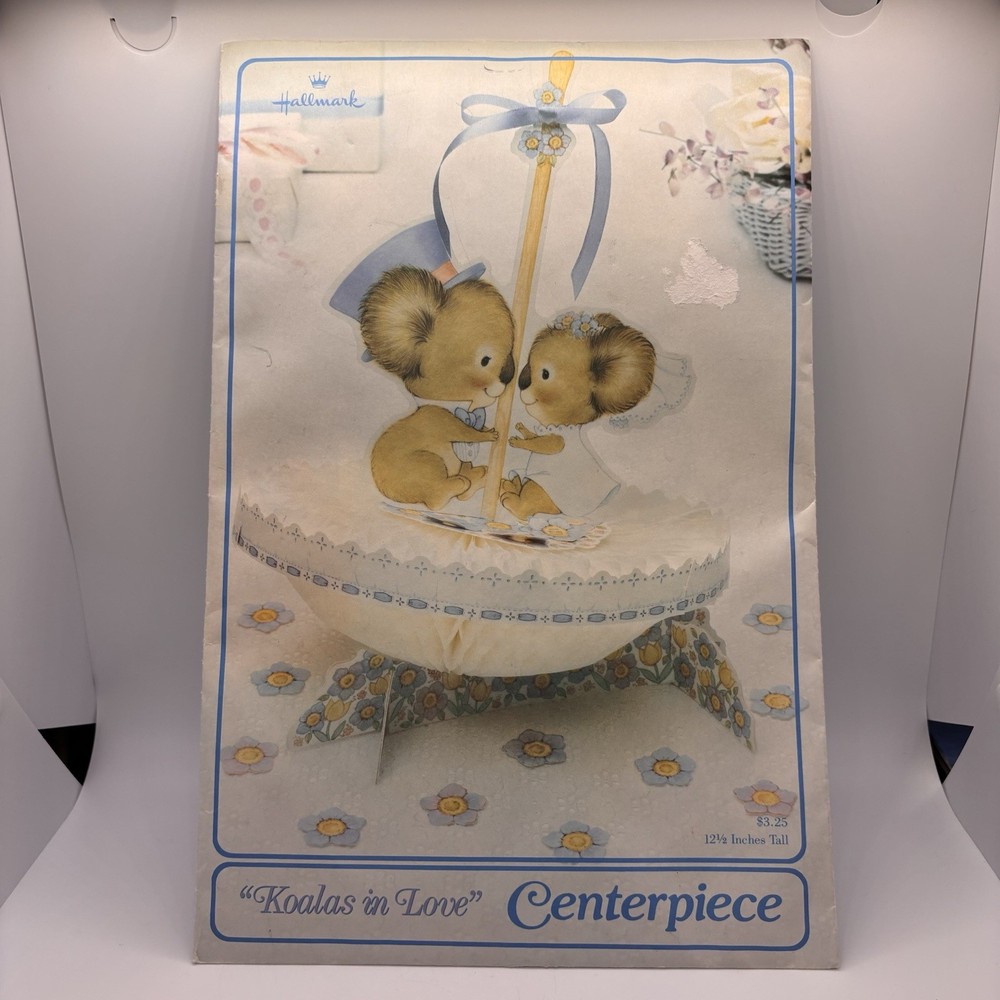 Vintage Koalas In Love Wedding Centerpiece Honeycomb Paper Cute Sweet 1984