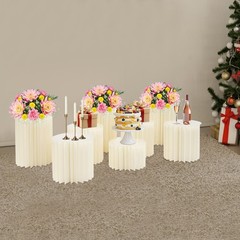 8 Pcs Foldable Paper Column Display Stands, Round Cylinder Wedding Flower Stands