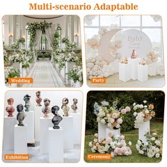 5PCS Metal White Cake Display Pedestal Stands Square Pillars for Party Wedding
