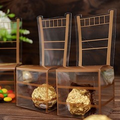 25 Clear Gold Plastic Favor Boxes Chair Shaped Party Gift Holders Party Events