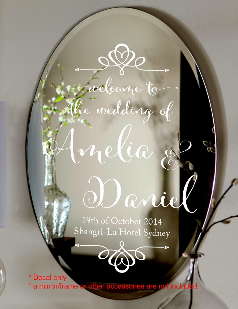 Oval Custom Wedding Welcome Sign Decal – Personalised Name & Date Sticke