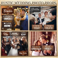 Rustic Wedding Photo Booth Props 24 Designs Double Sided Waterproof Decorations